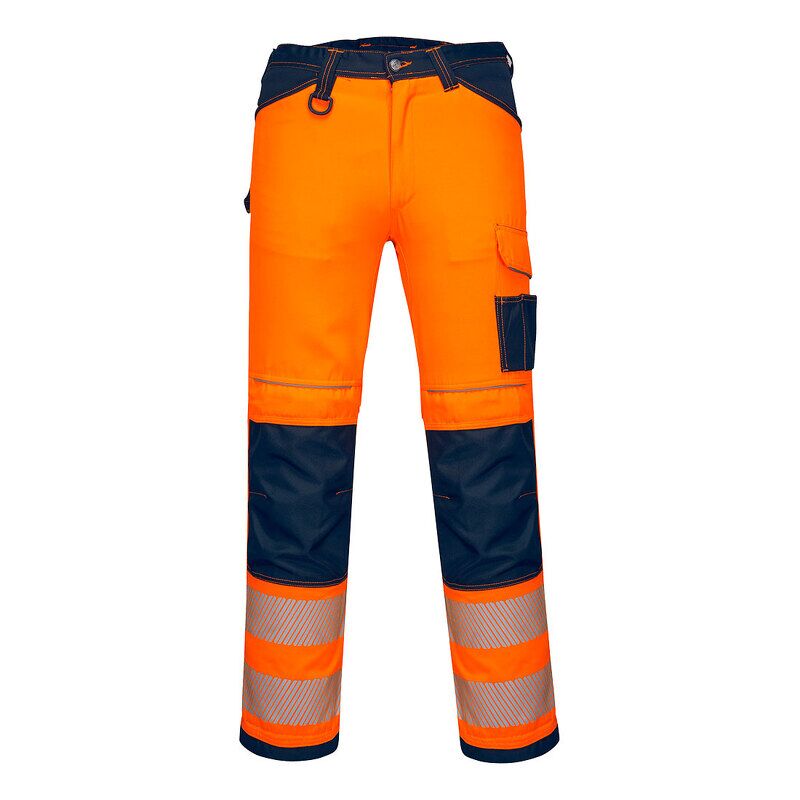 Portwest PW3 Hi-Vis Work Trousers (Orange/Navy Short / 42 / Short Fit)