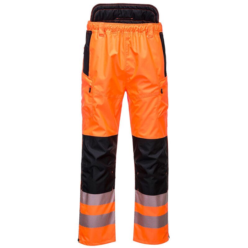 Portwest PW3 Hi-Vis Extreme Rain Trousers (Orange/Black / XL / Regular Fit)