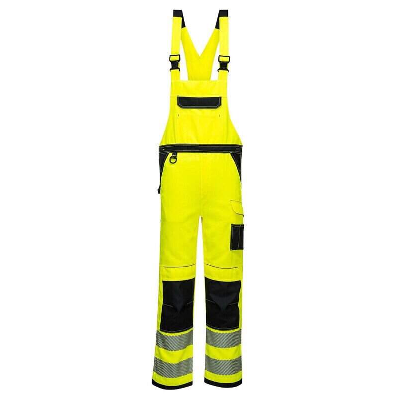 Portwest PW3 Hi-Vis Bib and Brace (Yellow/Black / XL / Regular Fit)