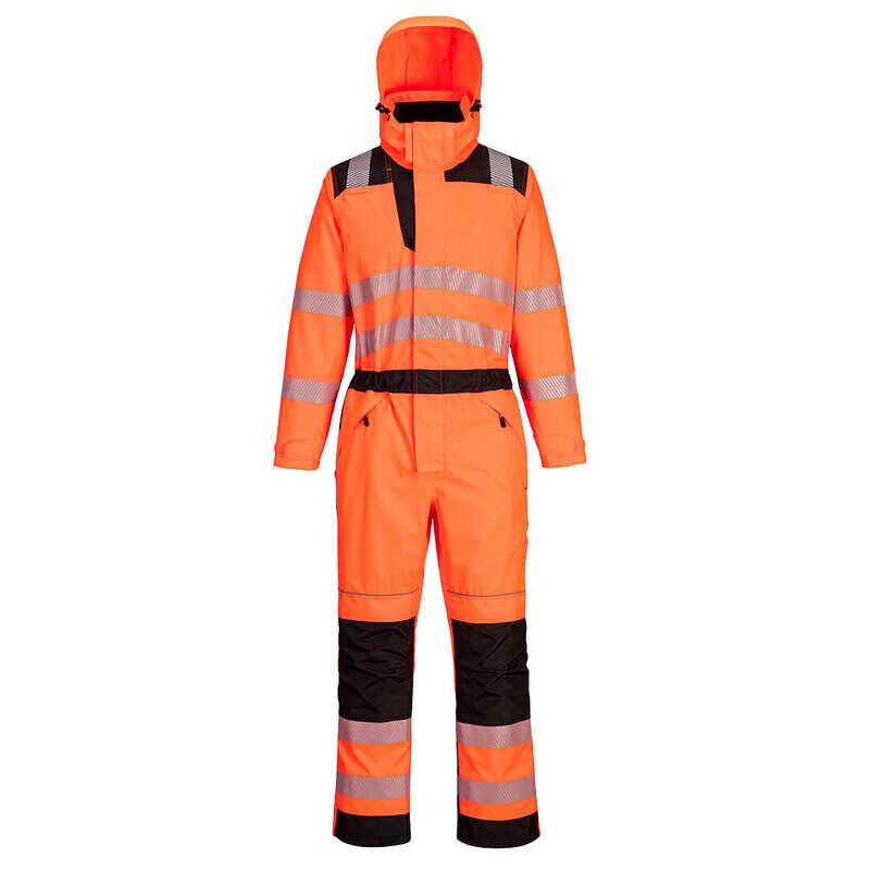 Portwest PW3 Hi-Vis Rain Coverall (Orange/Black / S / R)