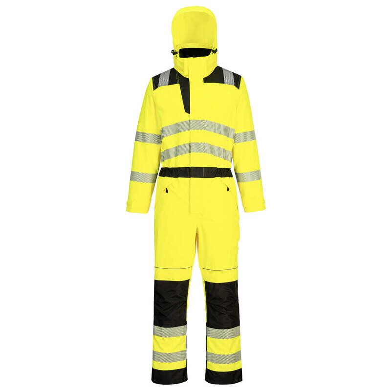Portwest PW3 Hi-Vis Rain Coverall (Yellow/Black / S / R)