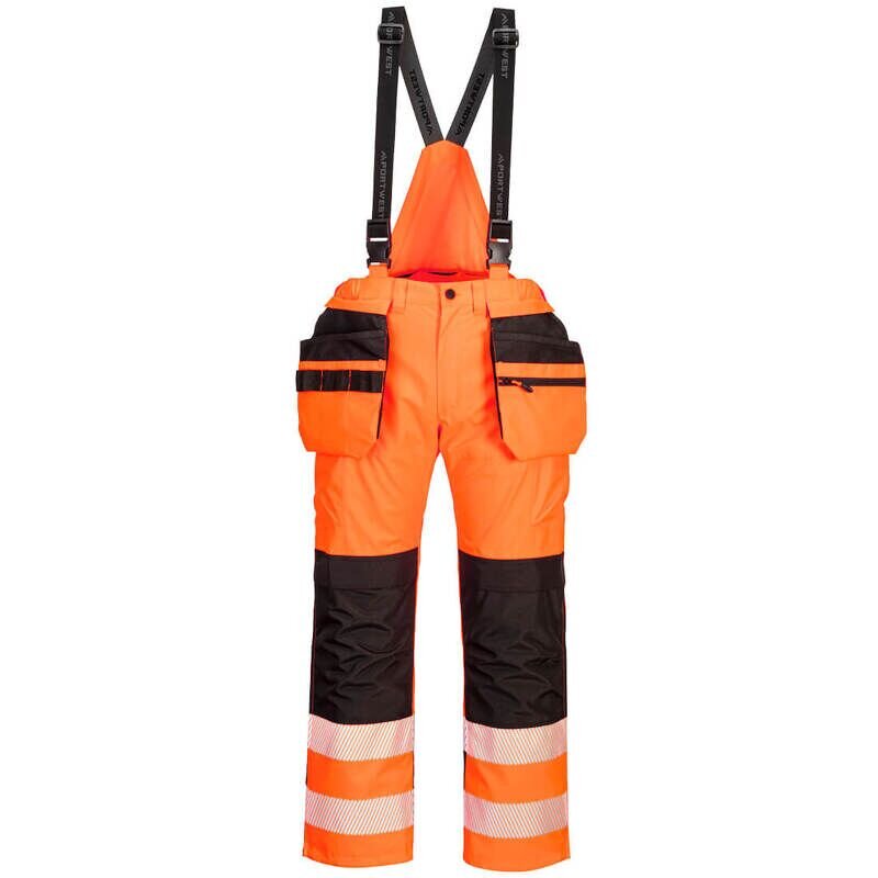 Portwest PW3 Hi-Vis Rain Trousers (Orange/Black / XXL / Regular Fit)