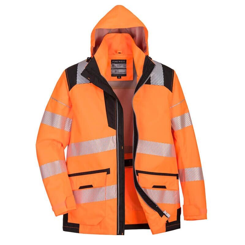 Portwest PW3 Hi-Vis Breathable 5-in-1 Jacket (Orange/Black / L / Regular Fit)