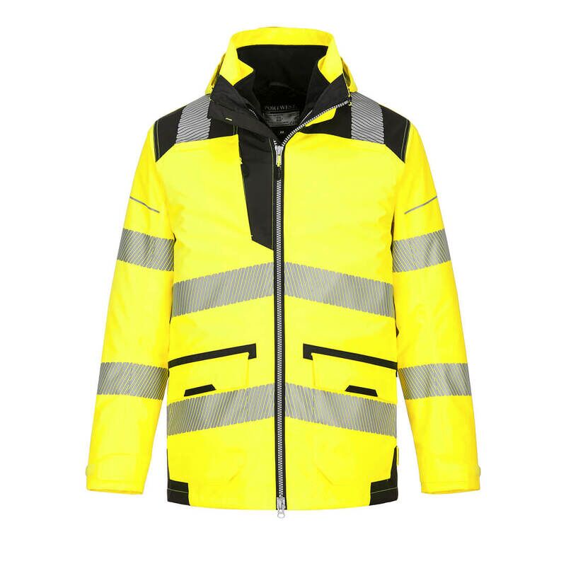 Portwest PW3 Hi-Vis Breathable 5-in-1 Jacket (Yellow/Black / 4XL / Regular Fit)