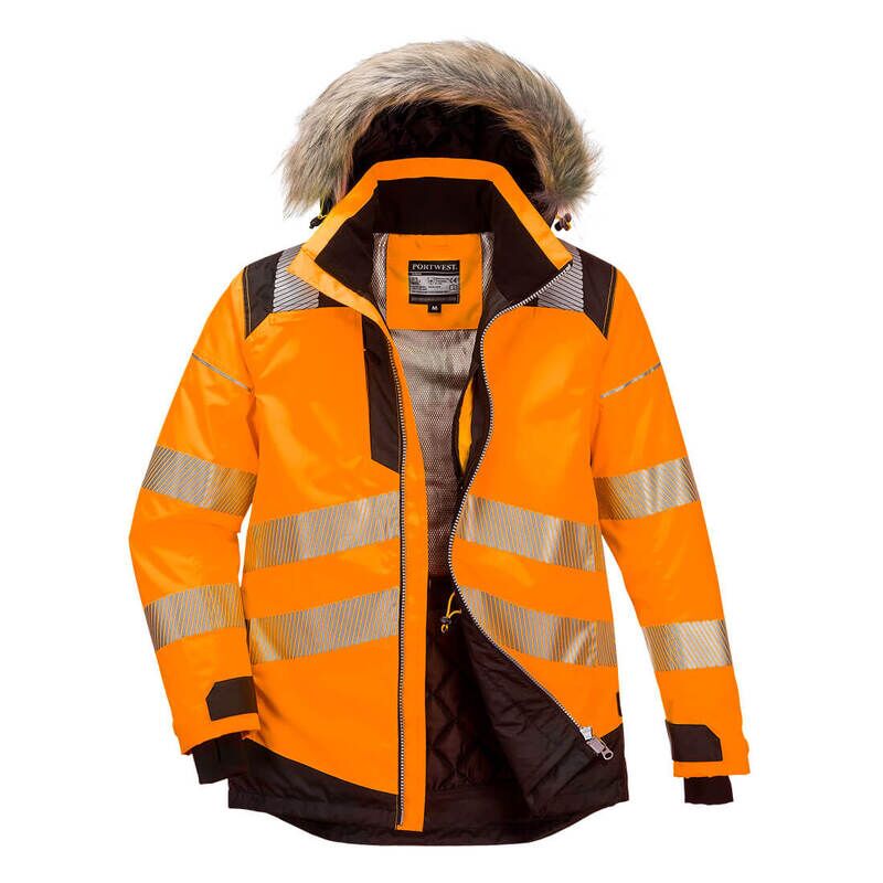 Portwest PW3 Hi-Vis Winter Parka Jacket (Orange/Black / 4XL / Regular Fit)