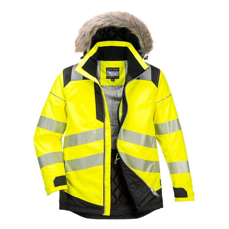 Portwest PW3 Hi-Vis Winter Parka Jacket (Yellow/Black / L / Regular Fit)