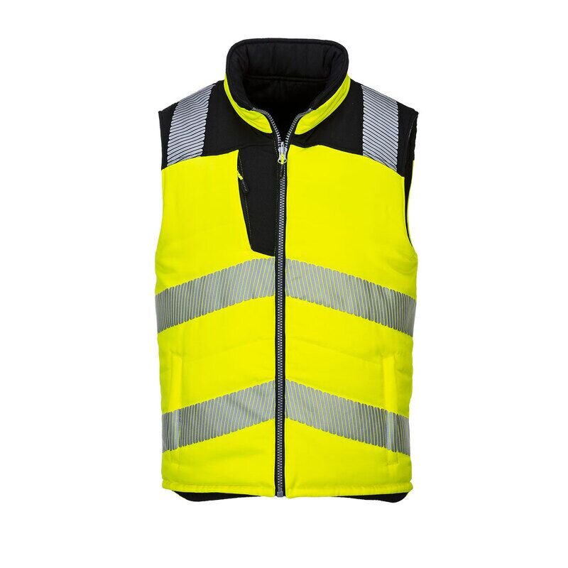 Portwest PW3 Hi-Vis Reversible Bodywarmer (Yellow/Black / XXL / Regular Fit)