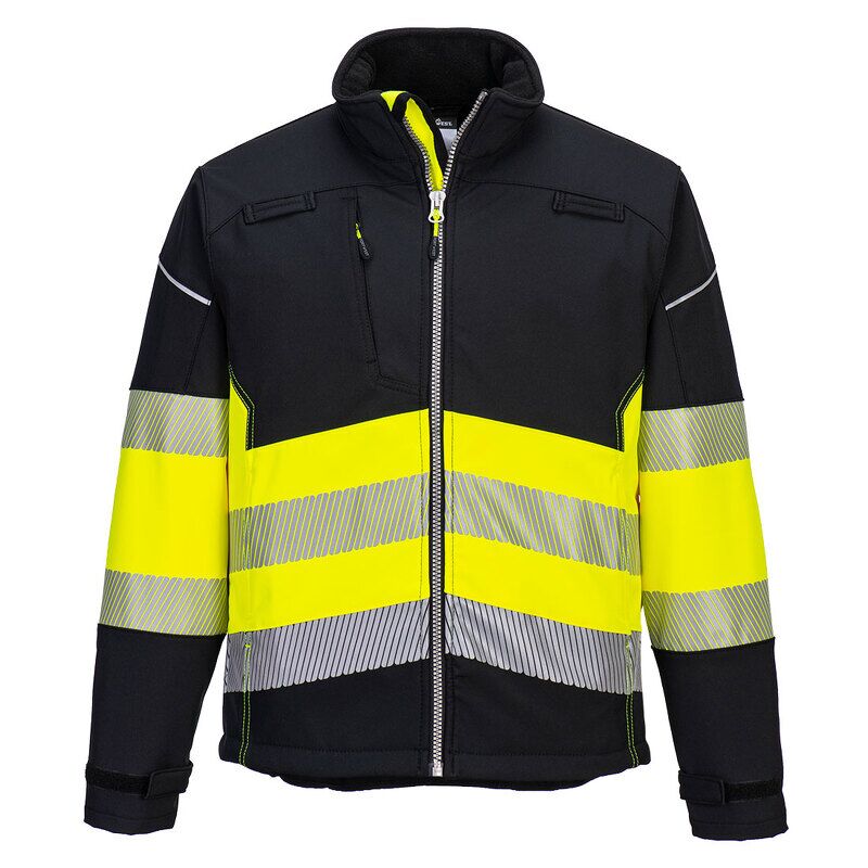 Portwest PW3 Hi-Vis Class 1 3 Layer Softshell Jacket (Black/Yellow / XL / Regular Fit)
