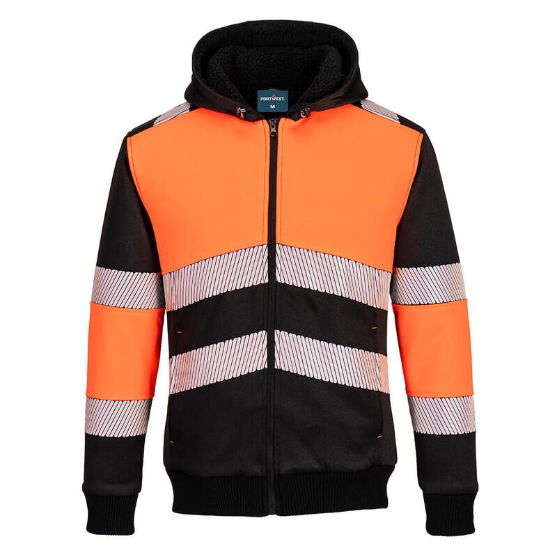 Portwest PW3 Zipped Class 1 Winter Hoodie (Orange/Black / L / R)