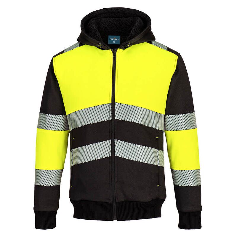 Portwest PW3 Zipped Class 1 Winter Hoodie (Yellow/Black / L / R)