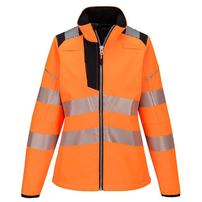 Portwest PW3 Hi-Vis 3 Layer Womens Softshell Jacket (Orange/Black / XL / Regular Fit)