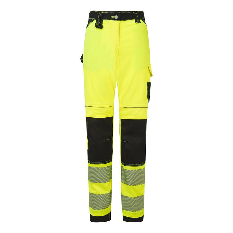 Portwest PW3 Hi-Vis Ladies Stretch Work Trousers (Yellow/Black / 30 / R)