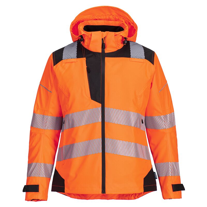 Portwest PW3 Hi-Vis Ladies Rain Jacket (Orange/Black / XXL / R)