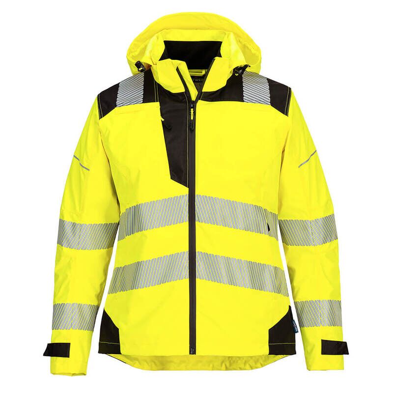 Portwest PW3 Hi-Vis Ladies Rain Jacket (Yellow/Black / L / R)