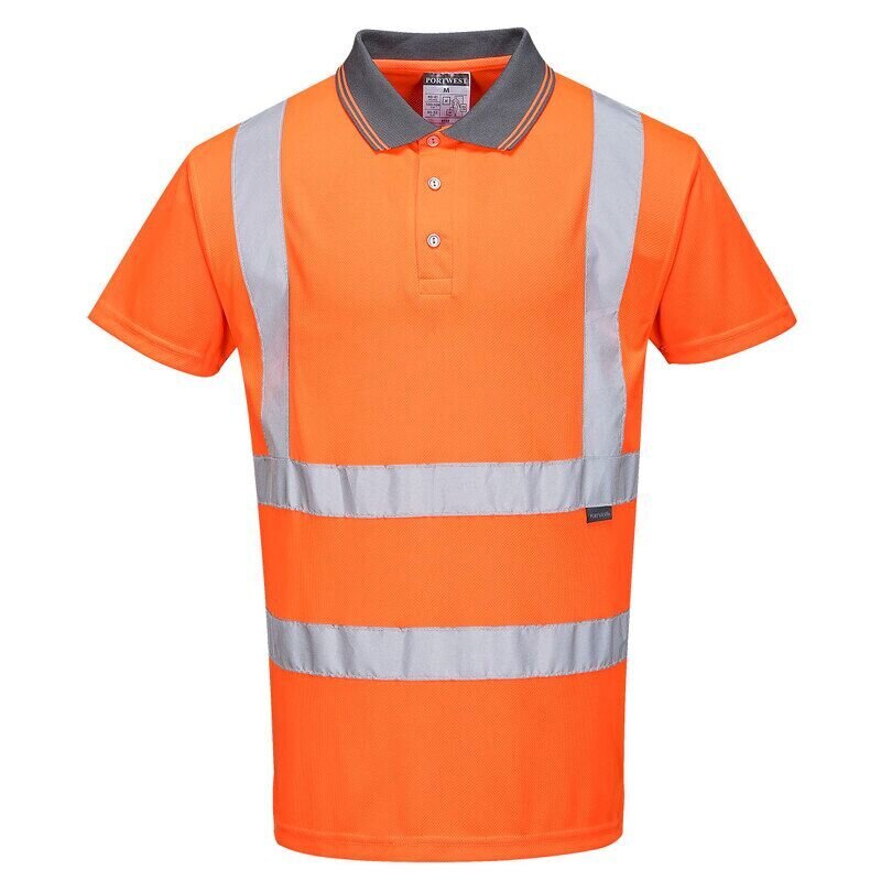 Portwest Hi-Vis Short Sleeved Polo Shirt (Orange / S / Regular Fit)