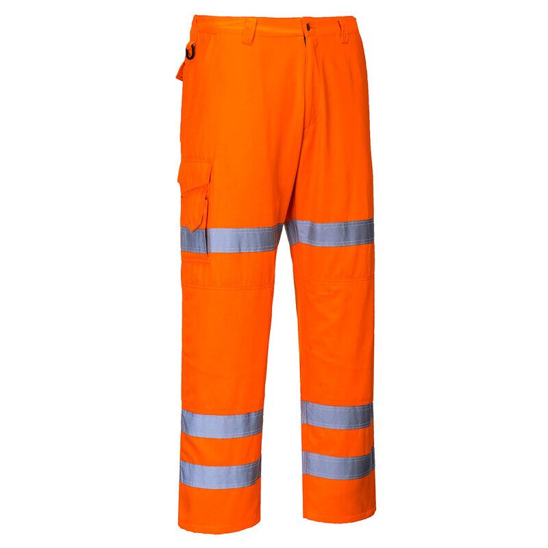 Portwest Hi-Vis Three Band Work Trousers (Orange / XXL / Regular Fit)