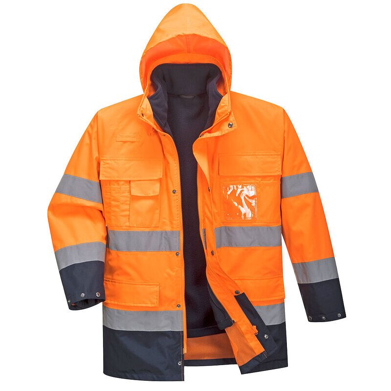 Portwest Hi-Vis 3-in-1 Contrast Lite Jacket (Orange/Navy / XL / Regular Fit)