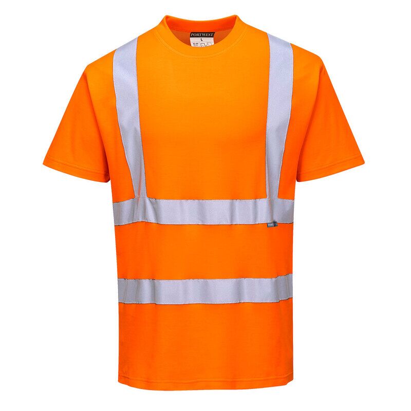 Portwest Hi-Vis Cotton Comfort Short Sleeved T-Shirt  (Orange / 4XL / Regular Fit)
