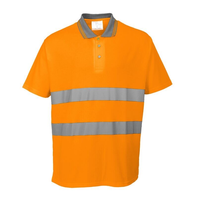 Portwest Hi-Vis Cotton Comfort Short Sleeved Polo Shirt (Orange / XXXL / Regular Fit)