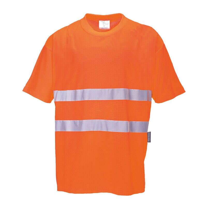 Portwest Hi-Vis Cotton Comfort Short Sleeved T-Shirt  (Orange / XXXL / Regular Fit)