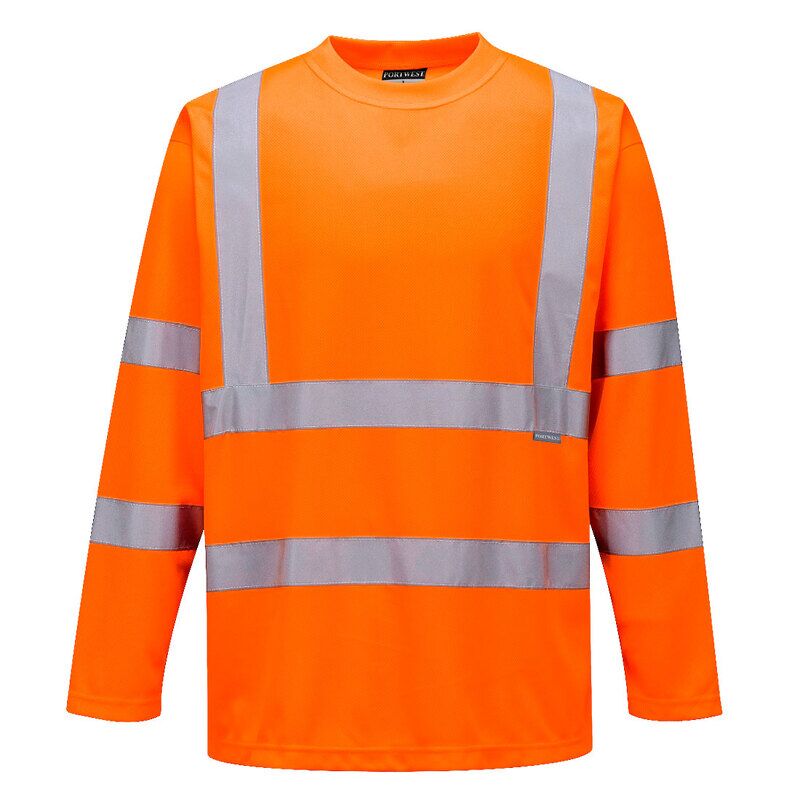 Portwest Hi-Vis Long Sleeved T-Shirt  (Orange / XXXL / Regular Fit)