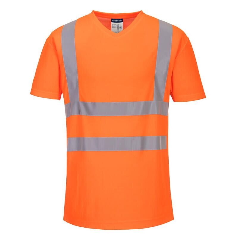 Portwest Hi-Vis Cotton Comfort Mesh Insert Short Sleeved T-Shirt  (Orange / XXXL / Regular Fit)
