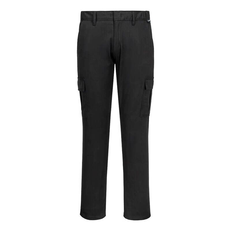 Portwest Stretch Slim Combat Trousers (Black / 38 / Regular Fit)