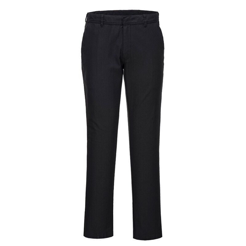 Portwest Stretch Slim Chino Trousers (Black / 34 / Regular Fit)