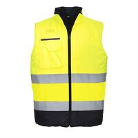 Portwest Hi-Vis Contrast Bodywarmer (Yellow/Navy / M / Regular Fit)