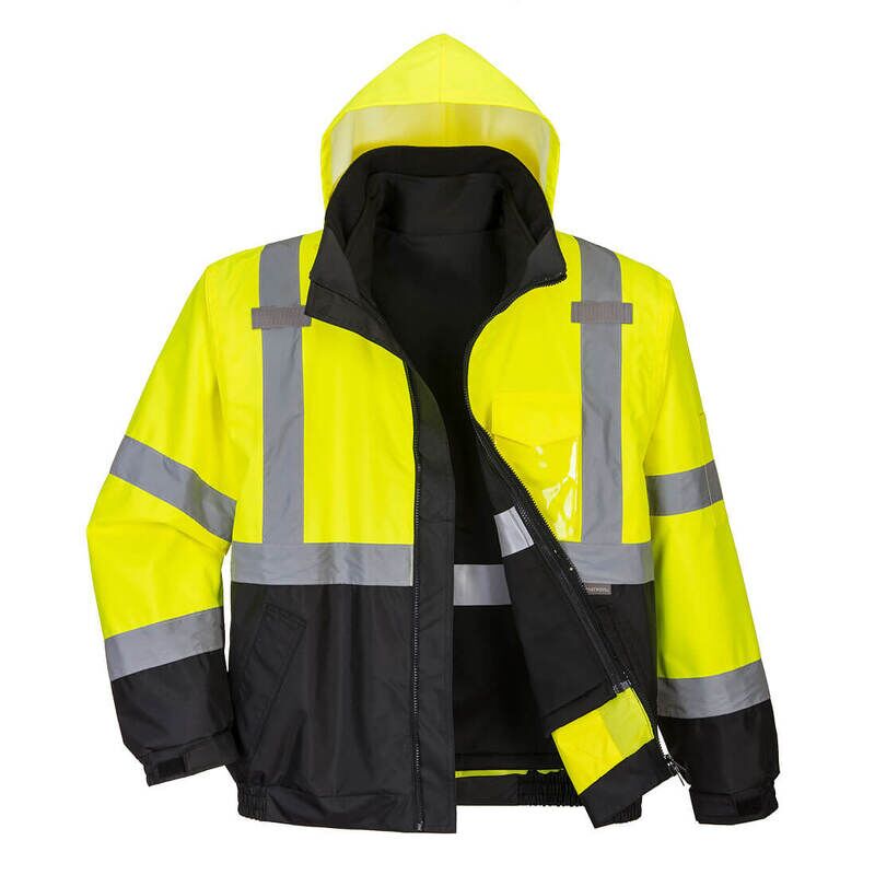 Portwest Hi-Vis 3-in-1 Contrast Premium Bomber Jacket (Yellow/Black / 5XL / Regular Fit)
