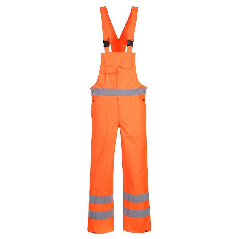 Portwest Hi-Vis Breathable Rain Bib and Brace (Orange / XL / Regular Fit)