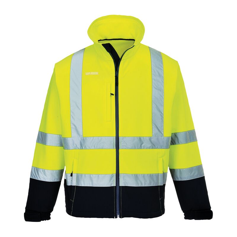 Portwest Hi-Vis Contrast 3 Layer Softshell Jacket (Yellow/Navy / 5XL / Regular Fit)