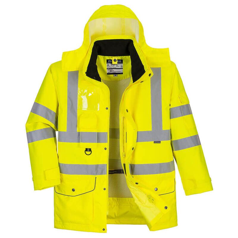 Portwest Hi-Vis Breathable 7-in-1 Traffic Jacket (Yellow / XXS / Regular Fit)
