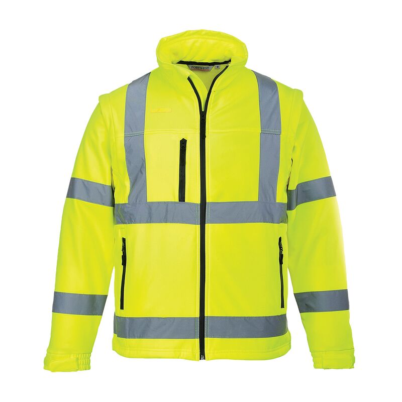 Portwest Hi-Vis 2-in-1 3 Layer Softshell Jacket (Yellow / XS / Regular Fit)