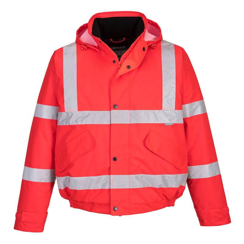 Portwest Hi-Vis Winter Bomber Jacket (Red / S / Regular Fit)