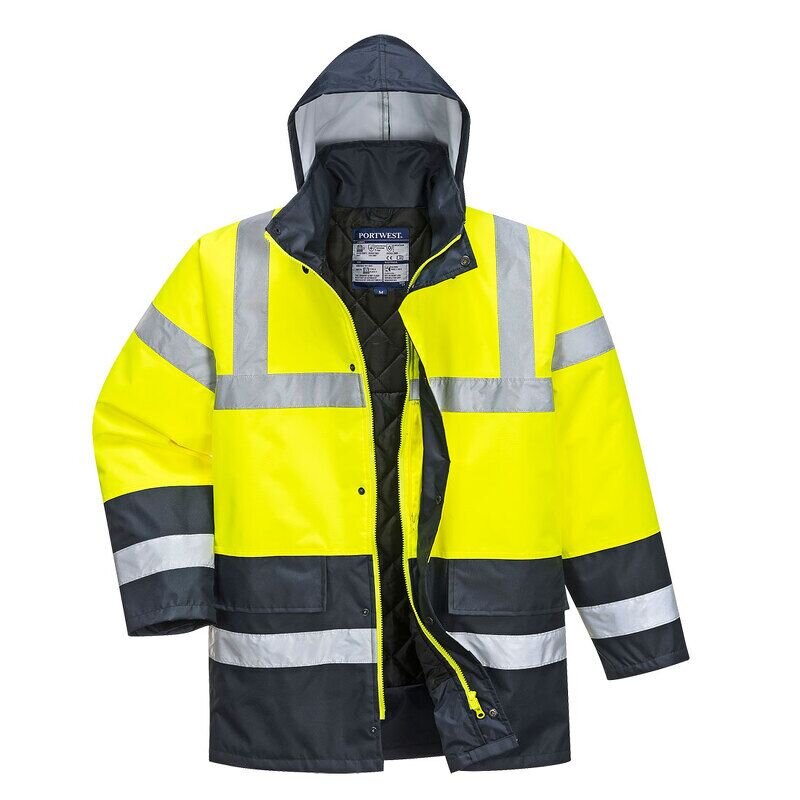 Portwest Hi-Vis Contrast Winter Traffic Jacket (Yellow / S / Regular Fit)
