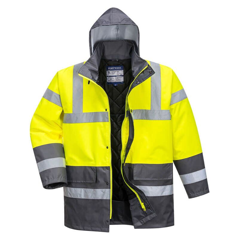 Portwest Hi-Vis Contrast Winter Traffic Jacket (Yellow/Grey / L / Regular Fit)