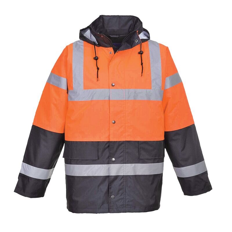 Portwest Hi-Vis Contrast Winter Traffic Jacket (Orange / M / Regular Fit)