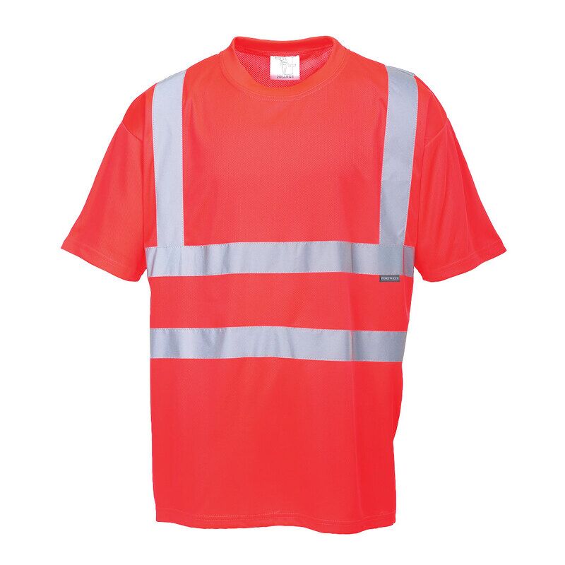 Portwest Hi-Vis Short Sleeved T-Shirt  (Red / XXL / Regular Fit)