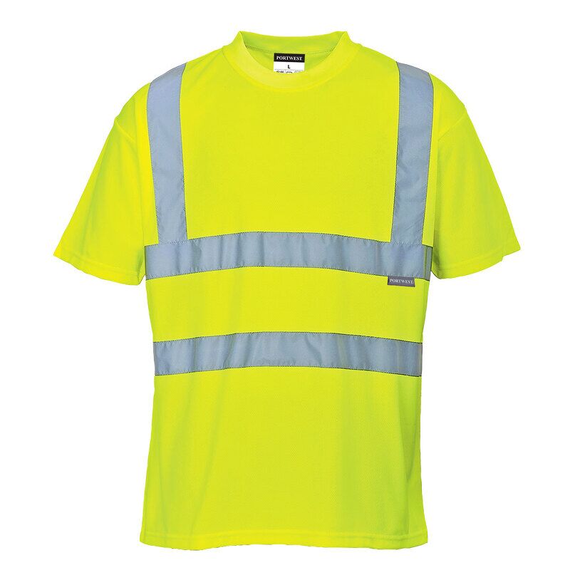 Portwest Hi-Vis Short Sleeved T-Shirt  (Yellow / XS / Regular Fit)
