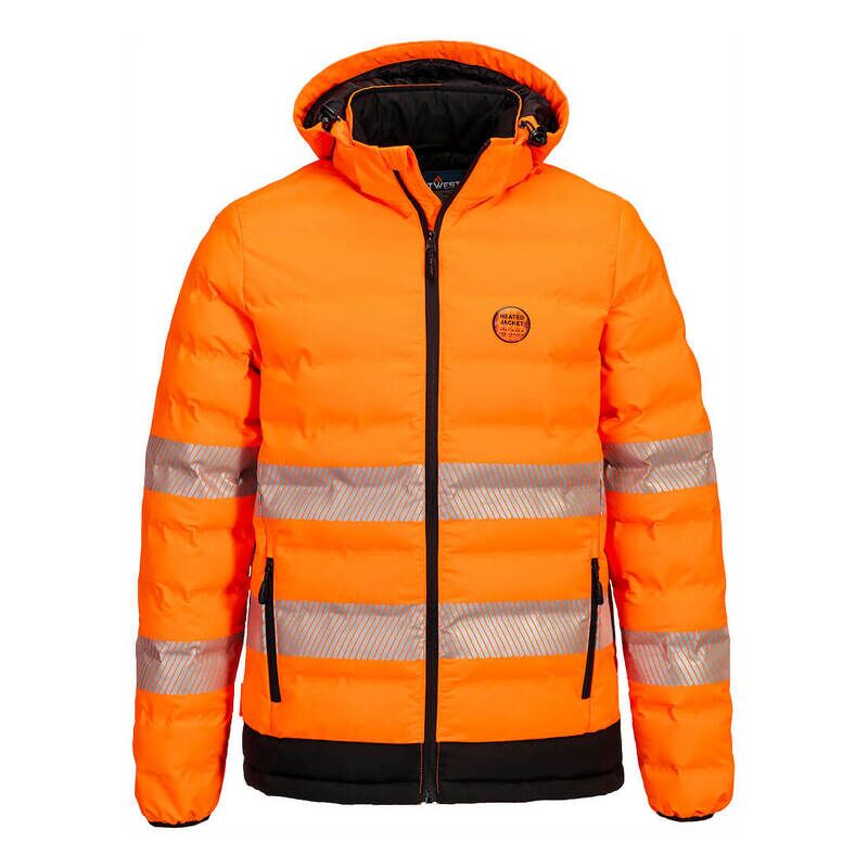 Portwest Hi-Vis Ultrasonic Heated Tunnel Jacket (Orange/Black / XXL / Regular Fit)