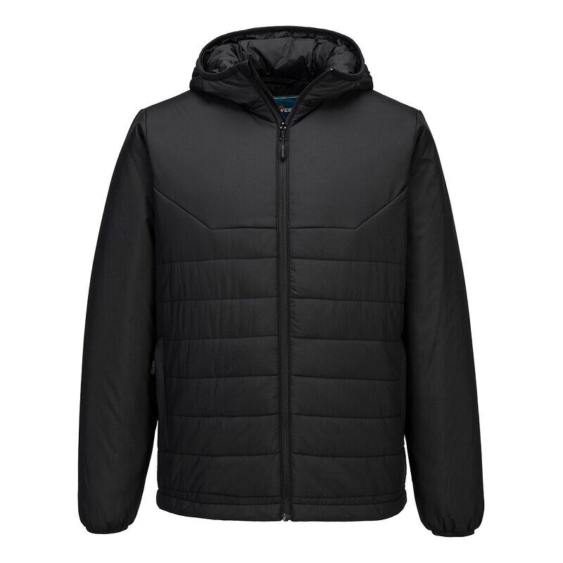 Portwest Professional Hooded Insulated Baffle Jacket (Black / M / Regular Fit)