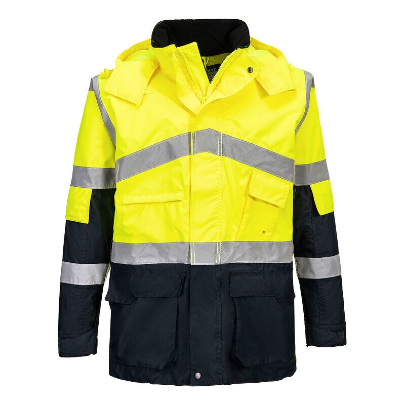 Portwest Hi-Vis Breathable Contrast Rain Jacket (Yellow/Navy / XXXL / Regular Fit)