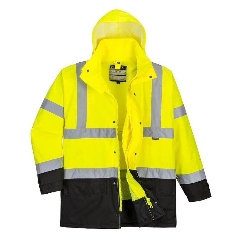 Portwest Hi-Vis 5-in-1 Contrast Executive Jacket (Yellow/Black / 4XL / Regular Fit)