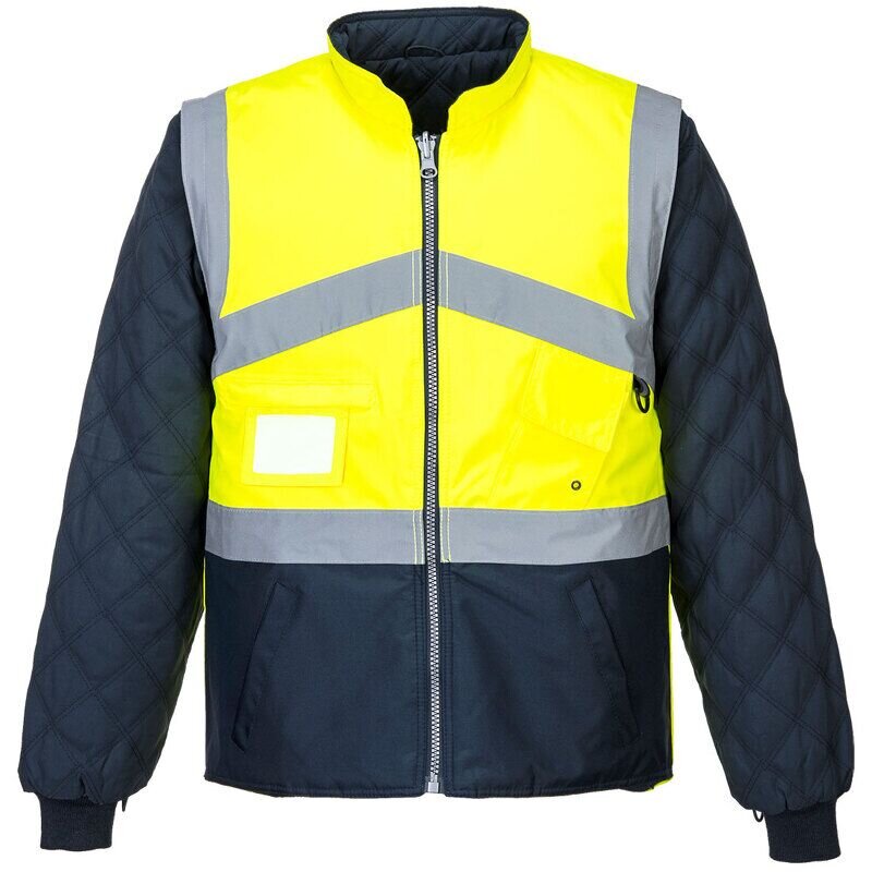 Portwest Hi-Vis Breathable 2-in-1 Contrast Reversible Jacket (Yellow/Navy / 4XL / Regular Fit)