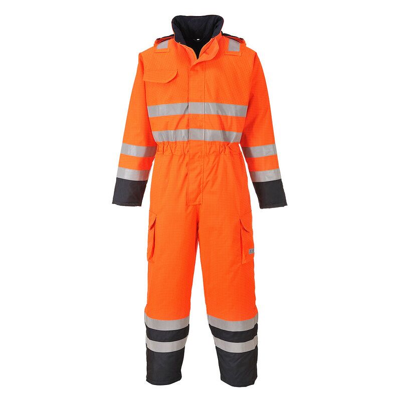 Portwest Bizflame Rain Hi-Vis Multi Coverall (Orange/Navy / S / Regular Fit)