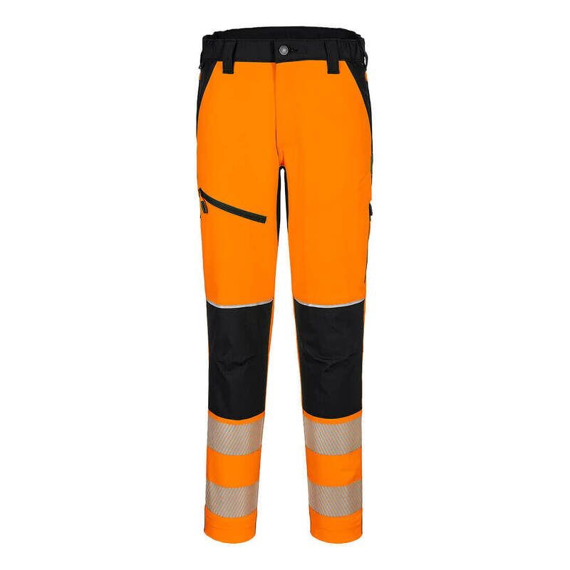 Portwest PW3 Hi-Vis Stretch Trousers (Orange/Black / XXL / Regular Fit)