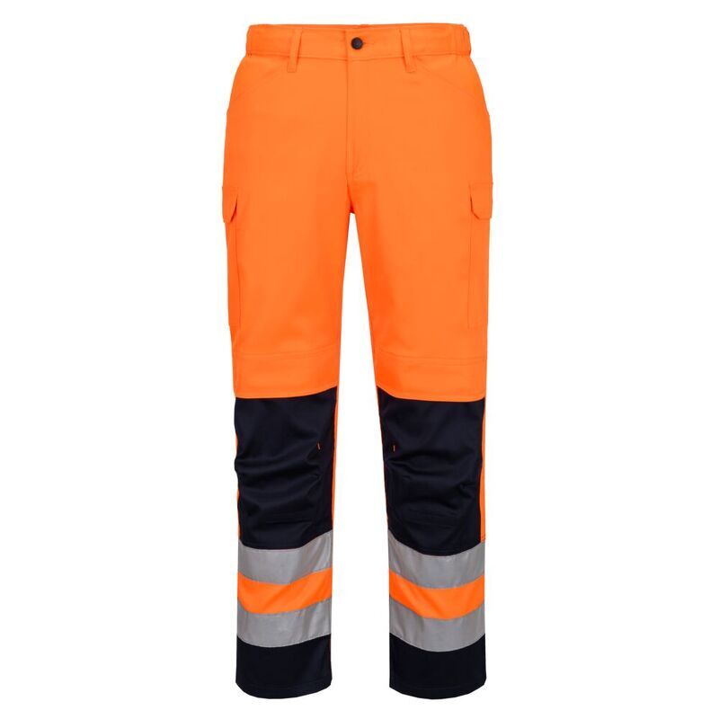 Portwest Hi-Vis Mesh Panel Trousers (Orange/Navy / 32 / Regular Fit)