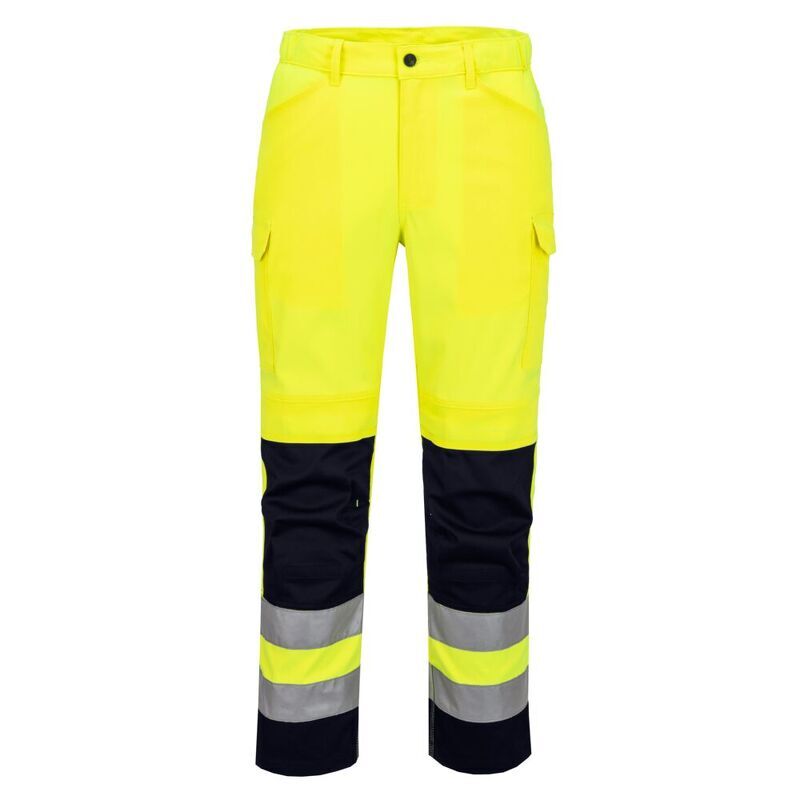 Portwest Hi-Vis Mesh Panel Trousers (Yellow/Navy / 34 / Regular Fit)