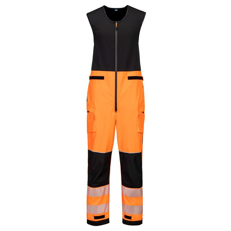 Portwest PW3 Hi-Vis Rain Salopette (3L) (Orange/Black / M / Regular Fit)